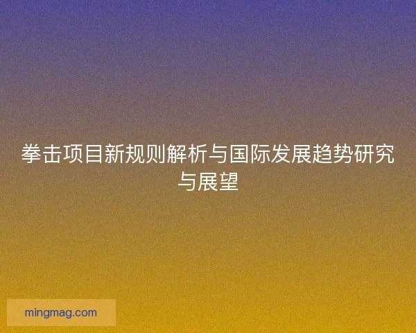 拳击项目新规则解析与国际发展趋势研究与展望